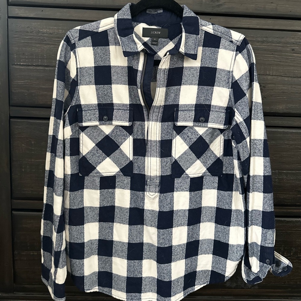 J. Crew Wool Plaid Popover Shirt